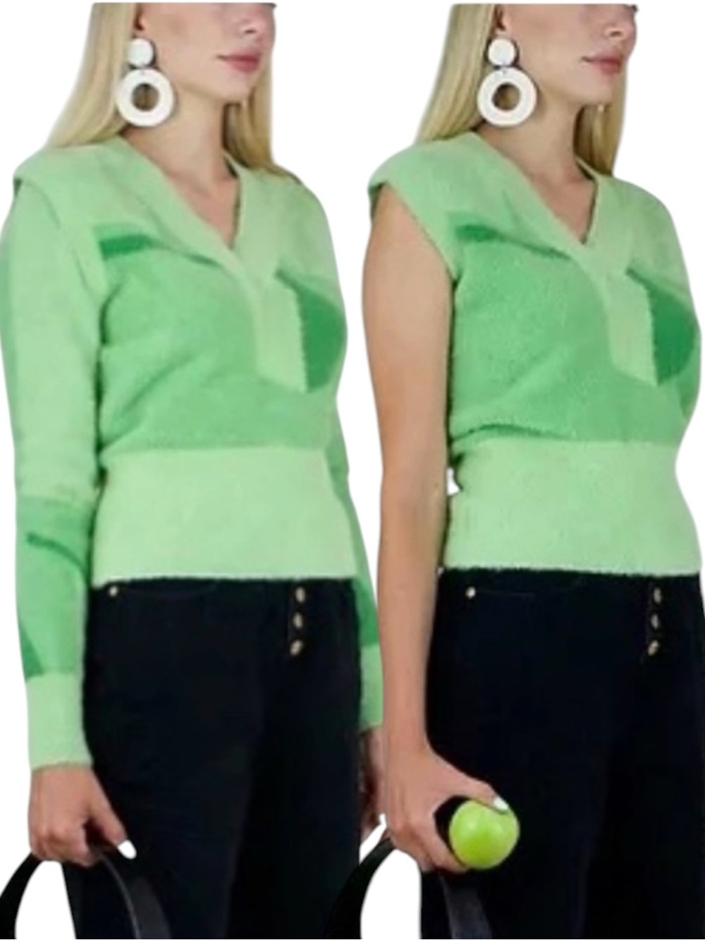 Revolve House of Sunny Suburban Convertible W-Neck Sweater w/ Detachable Sleeves